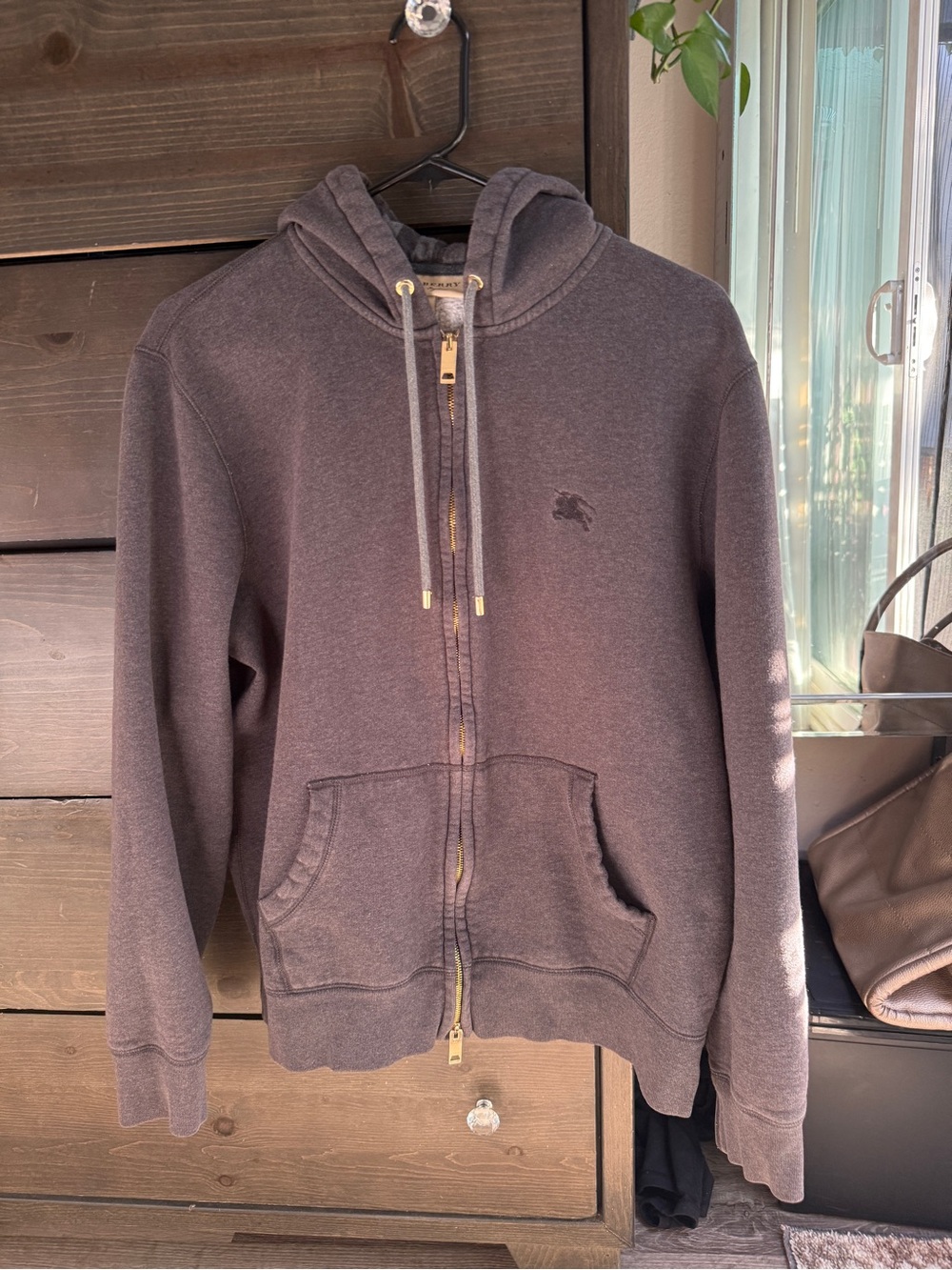 Burberry Men's Dark Charcoal Full-Zip Hoodie Sweater